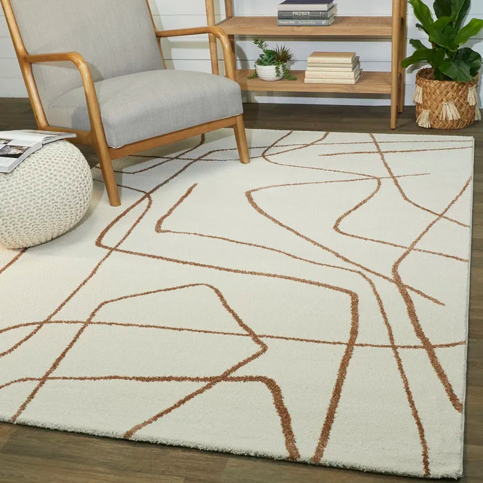 Goodrow Abstract Area Rug in Rust/Cream Rectangle – Salvage & Co Indy
