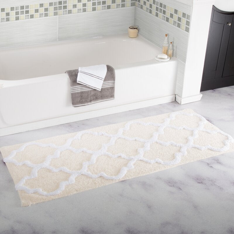 Bone Gosman Trellis Multiple 100% Cotton Non-Slip Geometric Bath Rug 24'' x 60''