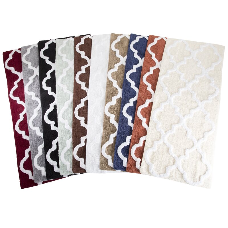 Bone Gosman Trellis Multiple 100% Cotton Non-Slip Geometric Bath Rug 24'' x 60''