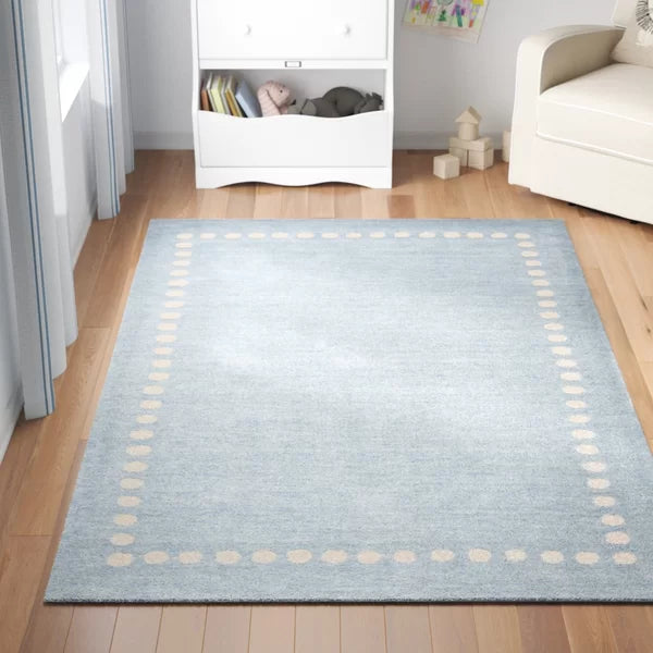 Gosselin Handmade Flatweave Wool Area Rug in Blue rectangle 6'x9'
