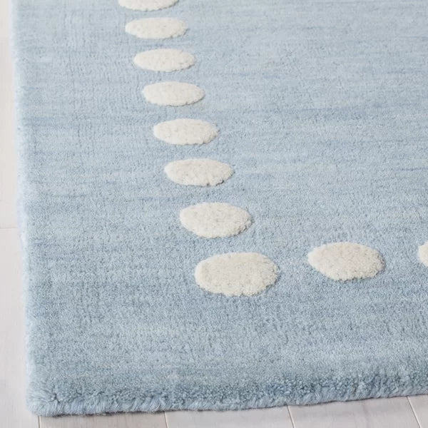 Gosselin Handmade Flatweave Wool Area Rug in Blue rectangle 6'x9'