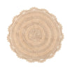 Beige Gottschalk Crochet Border Tufted Circle 100% Cotton Reversible Bath Rug #HA475
