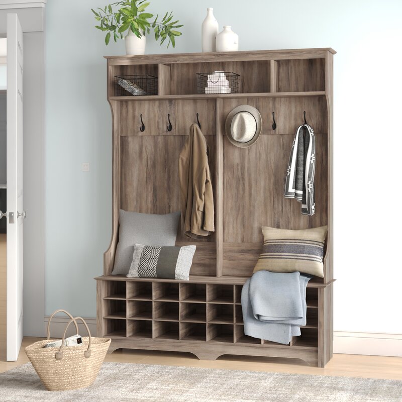 Drifted Gray Gracie Hall Tree with Bench Salvage & Co Indy