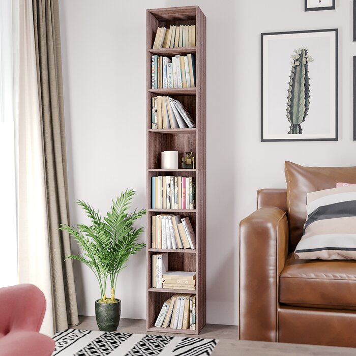 Gracyn 8-Tier Narrow Bookshelf With Adjustable Shelves