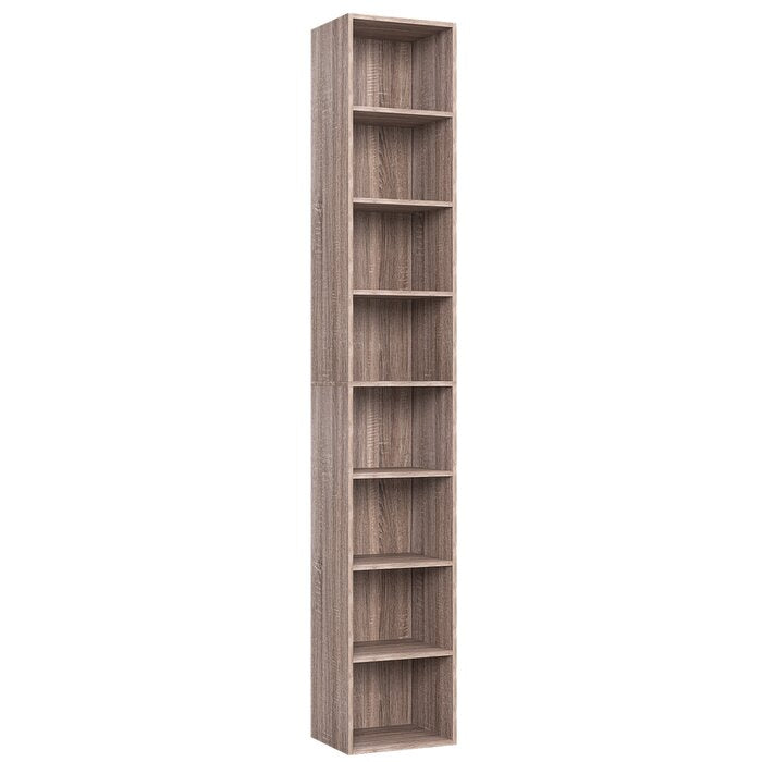 Gracyn 8-Tier Narrow Bookshelf With Adjustable Shelves