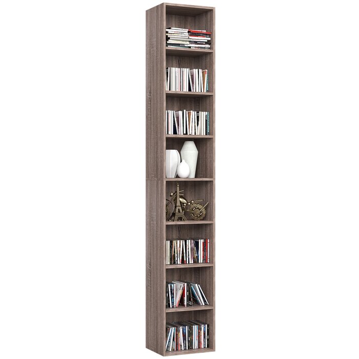 Gracyn 8-Tier Narrow Bookshelf With Adjustable Shelves