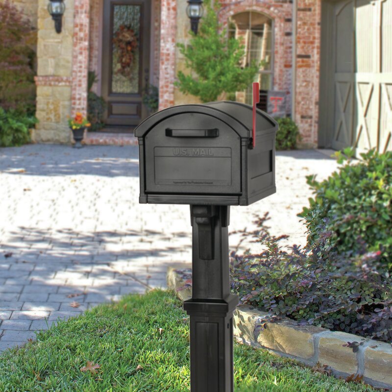 Grand Haven Extra Large, Plastic, Mailbox and Post Combo, Black CL283