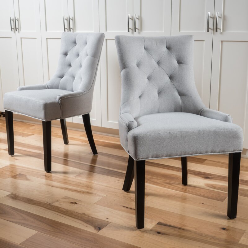 Set of 2 - Grandview Tufted Upholstered Side Chairs, Light Grey (#K1140)
