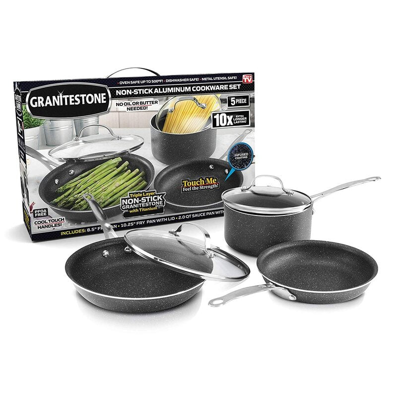 Granite Stone 5 Piece Aluminum Non Stick Cookware Set  7026