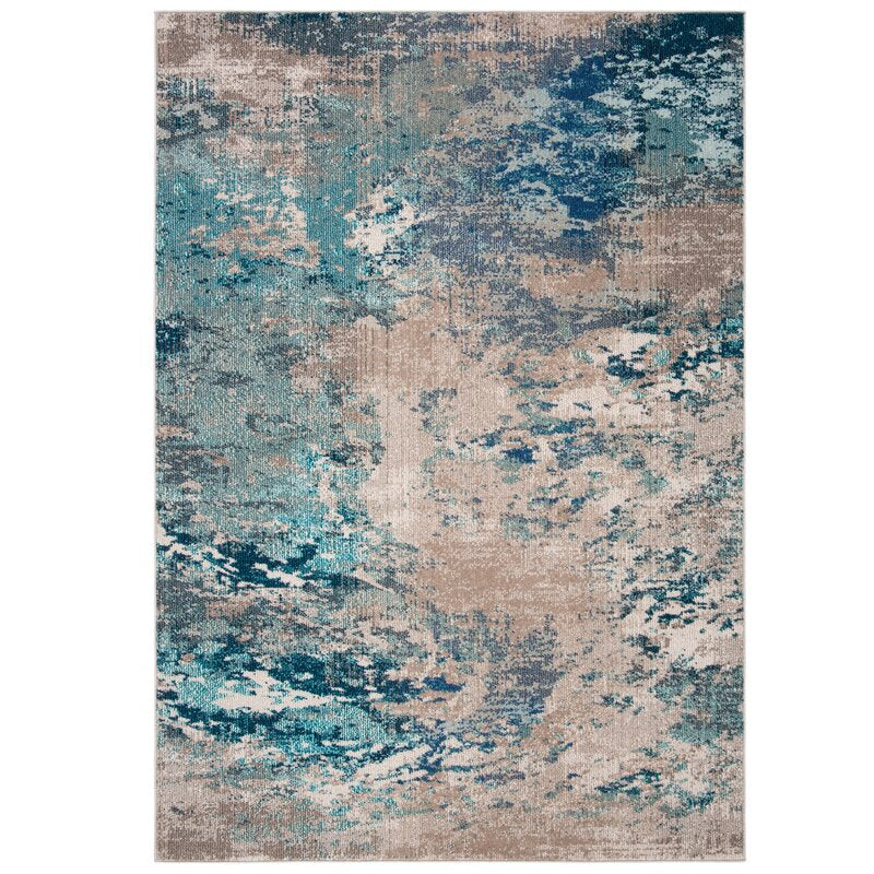 Abderus Abstract Blue/Gray Area Rug KRUG041