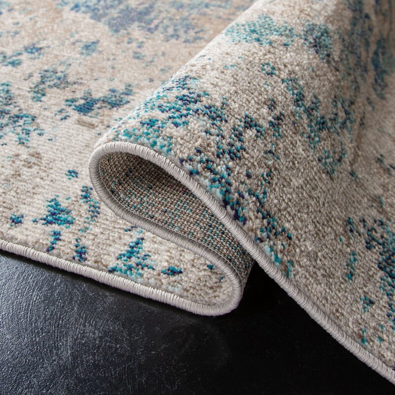 Abderus Abstract Blue/Gray Area Rug KRUG030