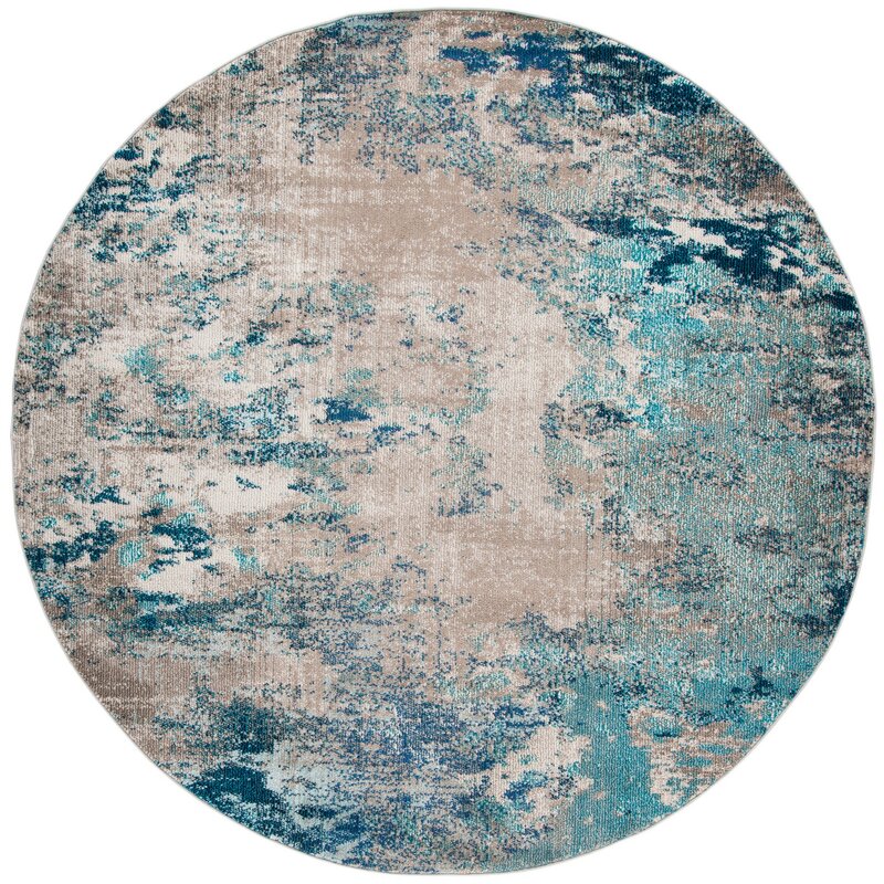 Abderus Abstract Blue/Gray Area Rug KRUG030