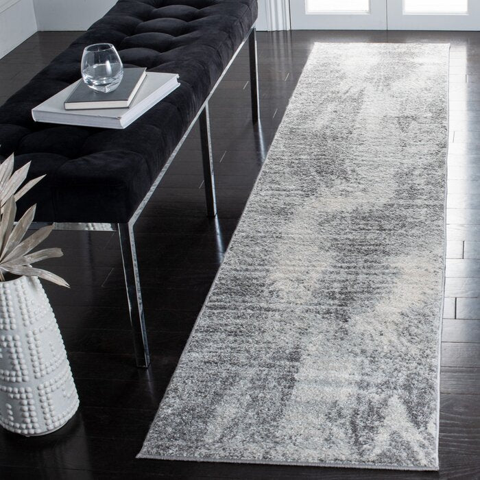2' x 9' Escoto Power Loom Ivory/Gray RUNNER Rug LX5656