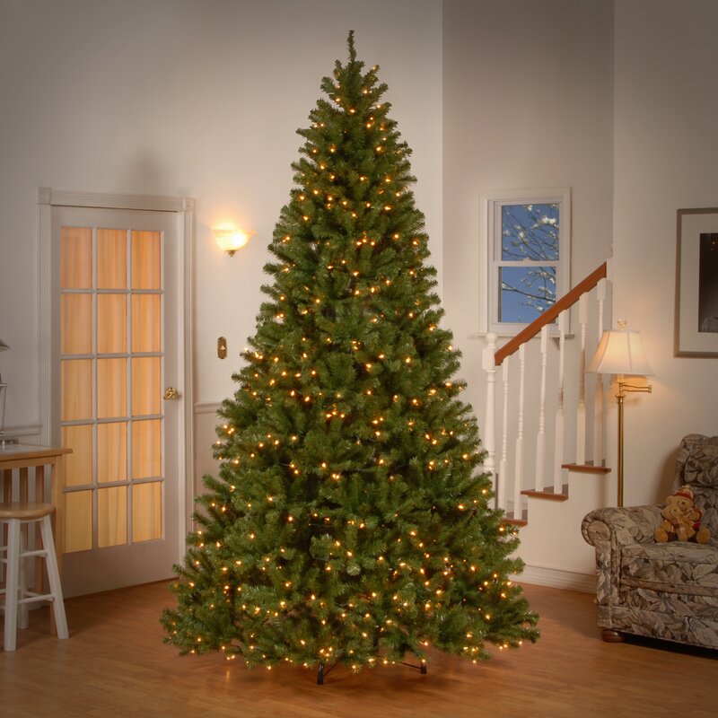 9' H Green Artificial Spruce Christmas Tree with Lights