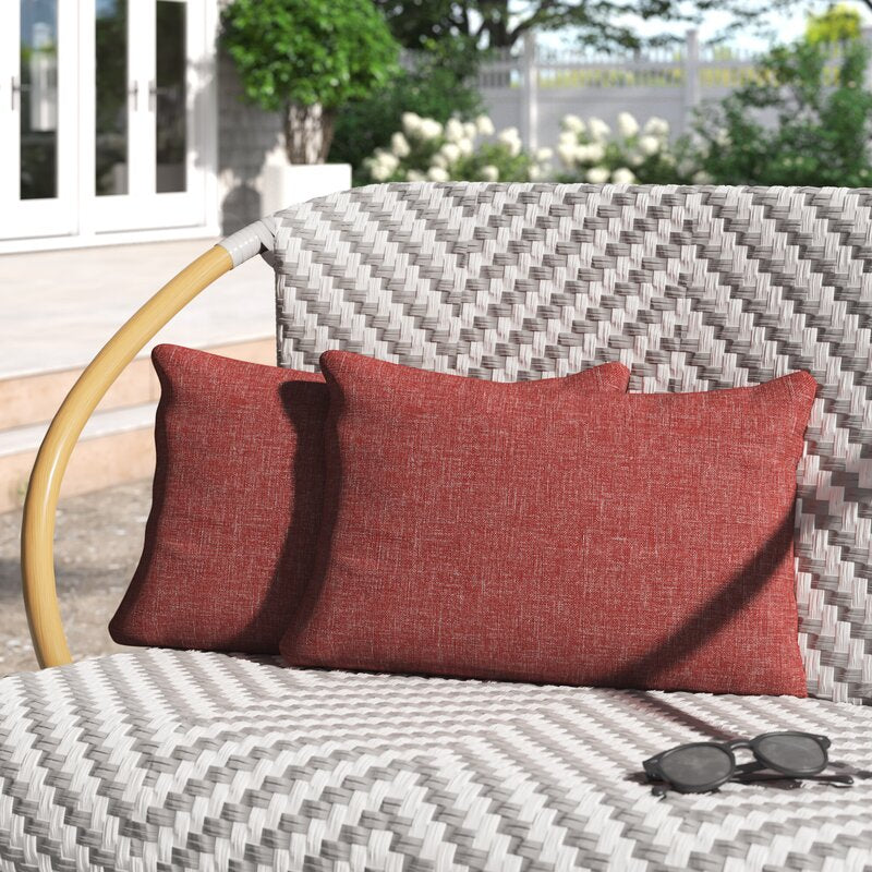 11.5” x 18.5” Red Grier Outdoor Rectangular Pillow Cover & Insert (Set of 2)