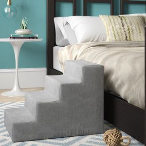 Grommit High Density Foam 4 Step Pet Stairs, Grey (#646)