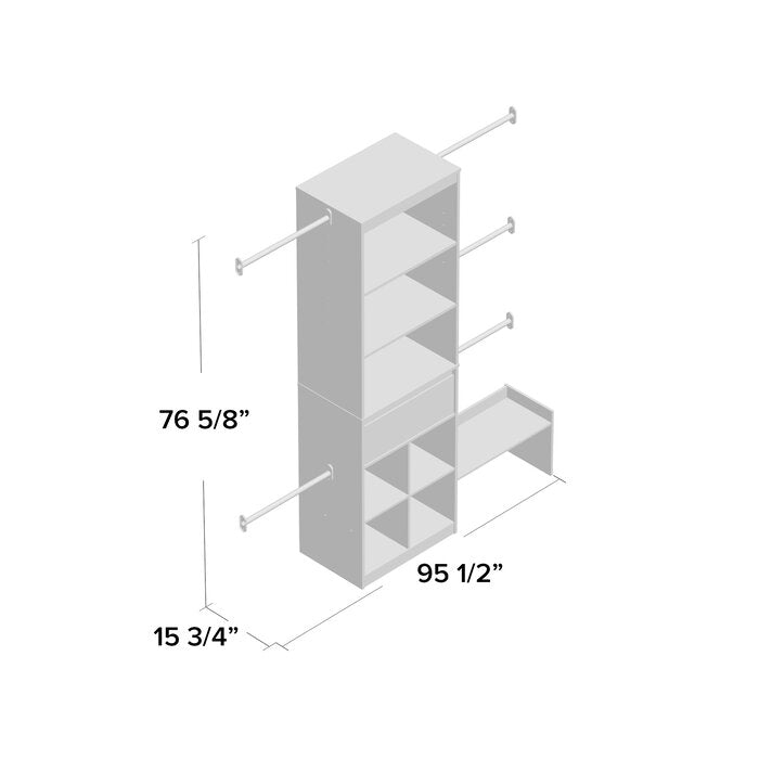 Grow with Me 68.69" W - 95.44" W Closet System, White #HA275