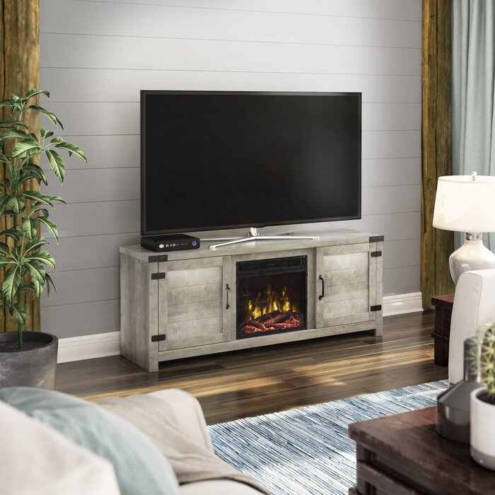 Guadalupe TV Stand for TVs up to 65" with Electric Fireplace, Valley Pine (#K2443)
