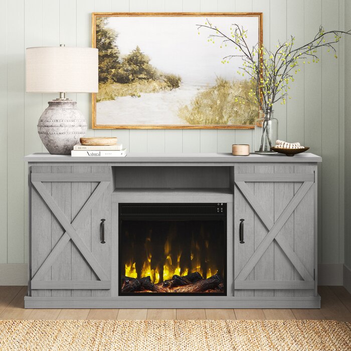 Guadalupe tv stand with fireplace sale