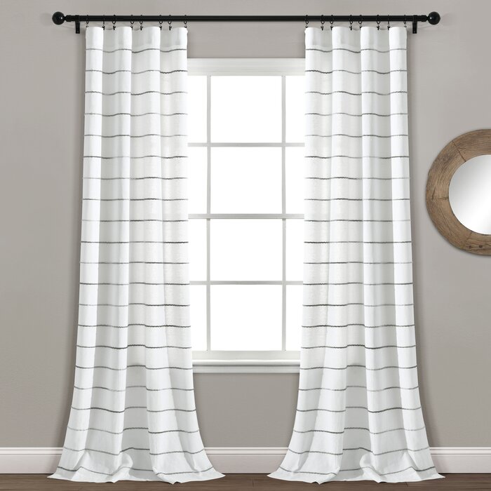 Set of 2 - 40" x 95" Gutirrez Striped Semi-Sheer Curtain Panels, Gray TJ128