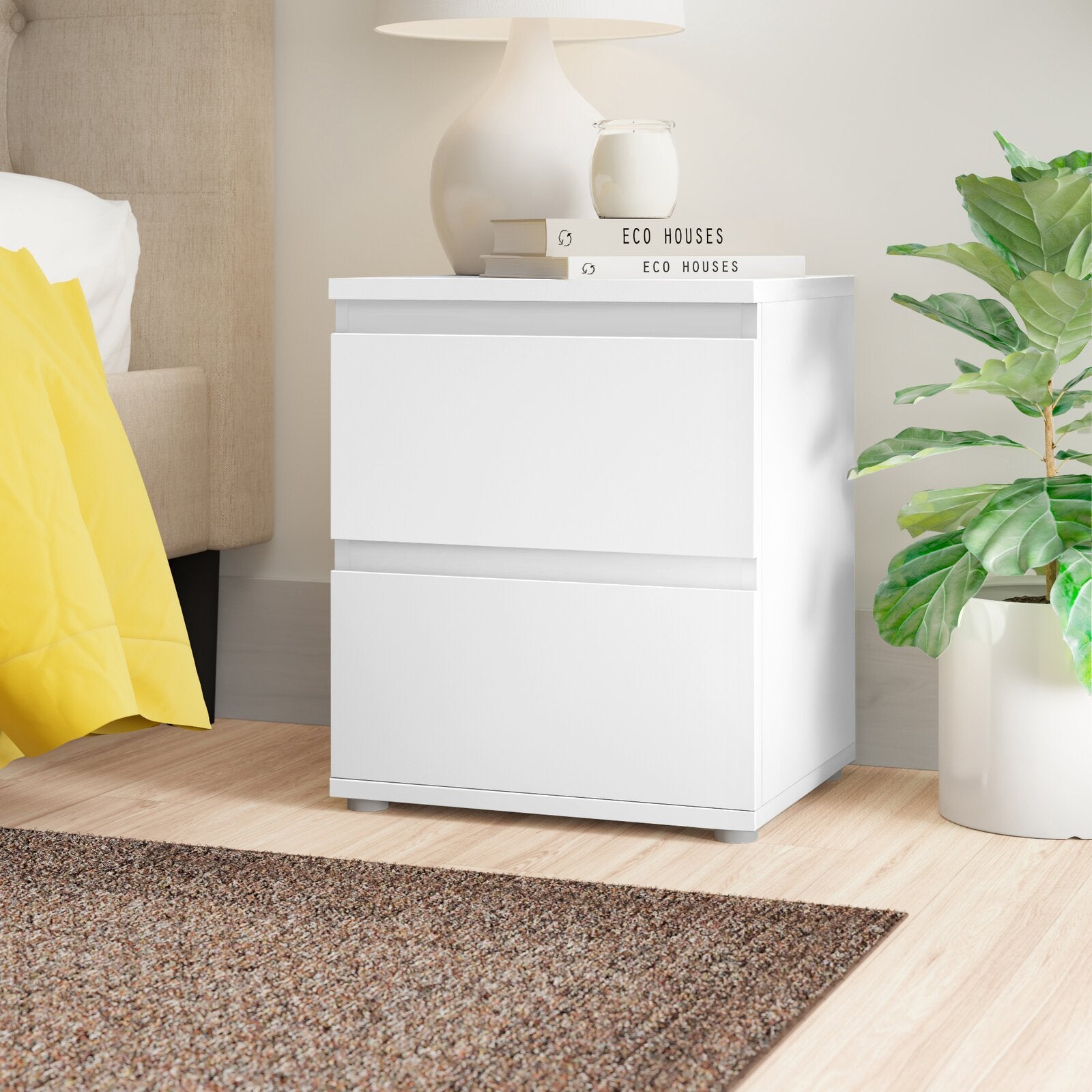 White Haddam 2 Drawer Nightstand LX5625