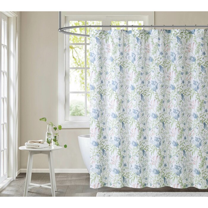 Haeryst 100% Cotton Floral Single Shower Curtain EE1139