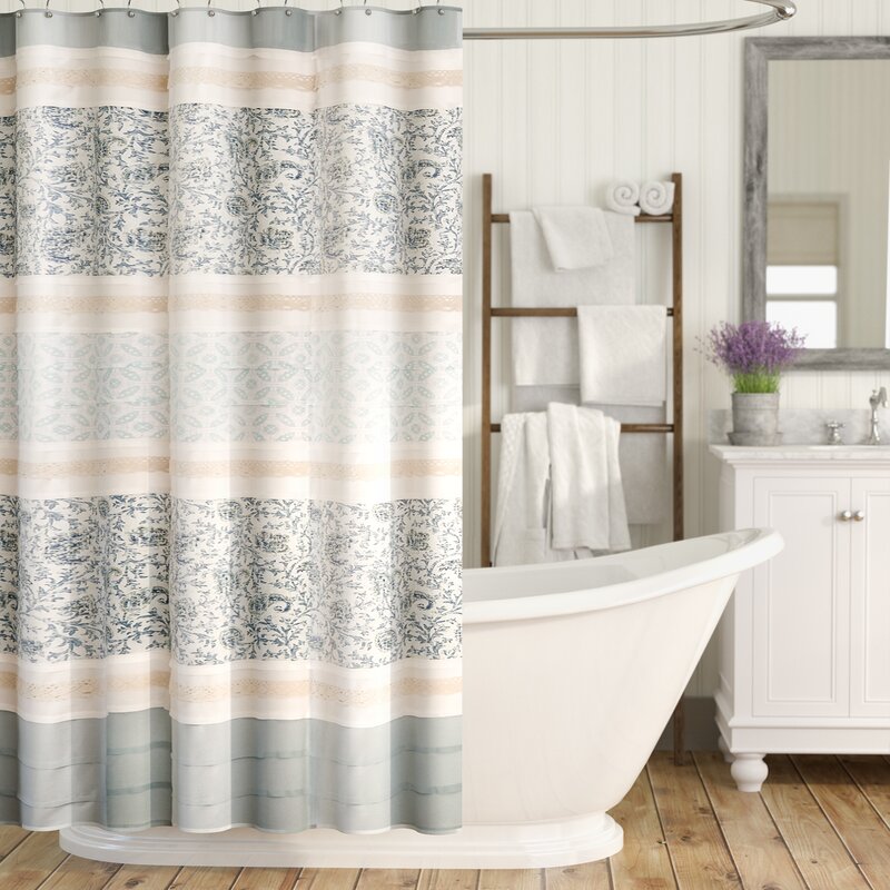 Blue Hailee 100% Cotton Paisley Single Shower Curtain SC901