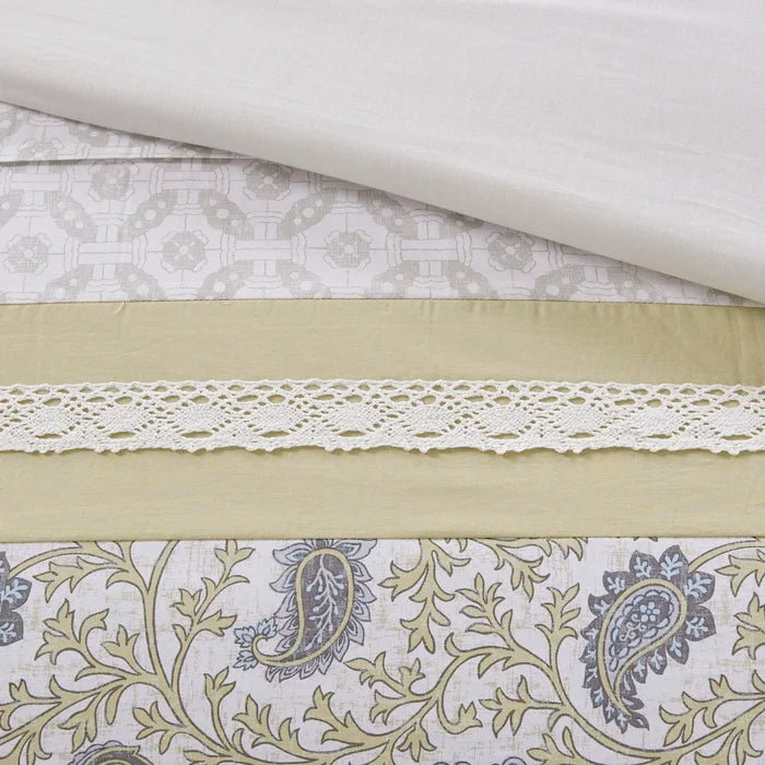 Hailee Standard Cotton 180 TC Reversible Traditional 9 Piece Comforter Set, Queen