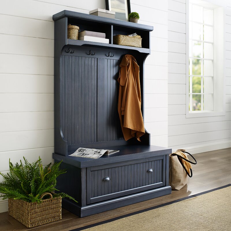 Navy Halstead Hall Tree with Bench and Shoe Storage K8552 Salvage Co Indy