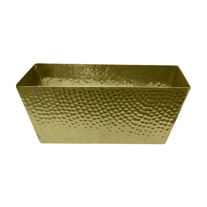 5.25" H x 12" W x 7.25" D Gold Hammered Metal Basket