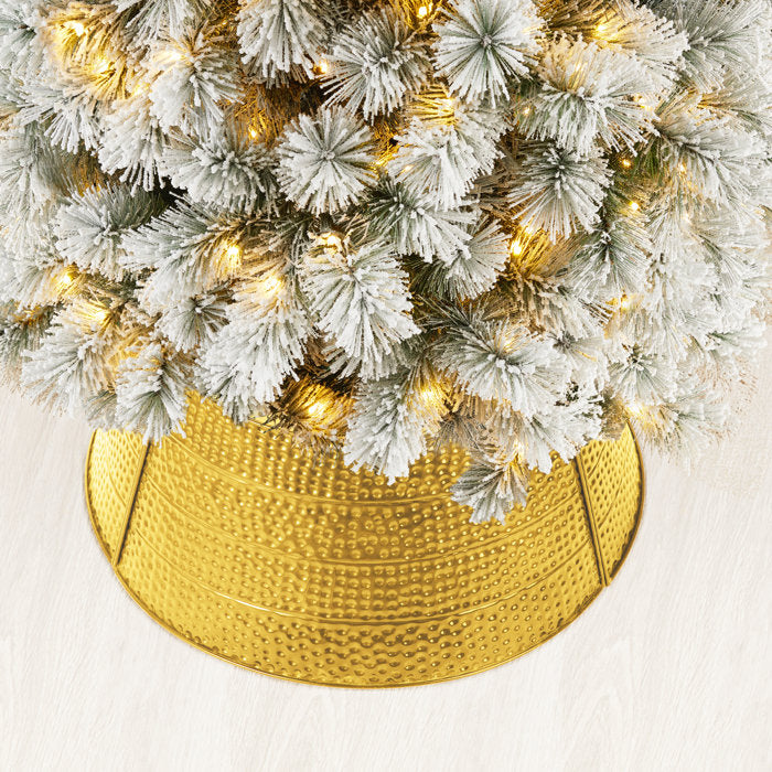 9.75" H x 22" W Gold Hammered Metal Tree Collar