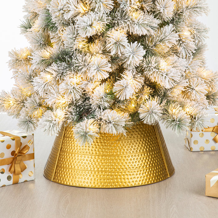 9.75" H x 22" W Gold Hammered Metal Tree Collar