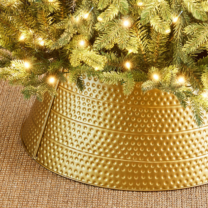 9.75" H x 22" W Gold Hammered Metal Tree Collar