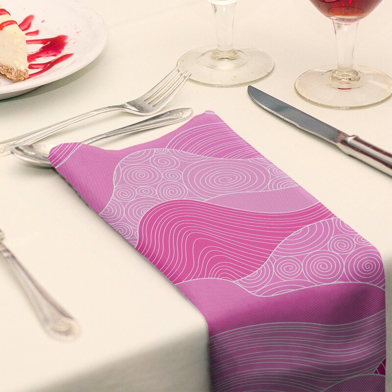 0.1" H x 10" W x 10" D Pink Hand Drawn Waves Cotton Napkin B118-CYS281