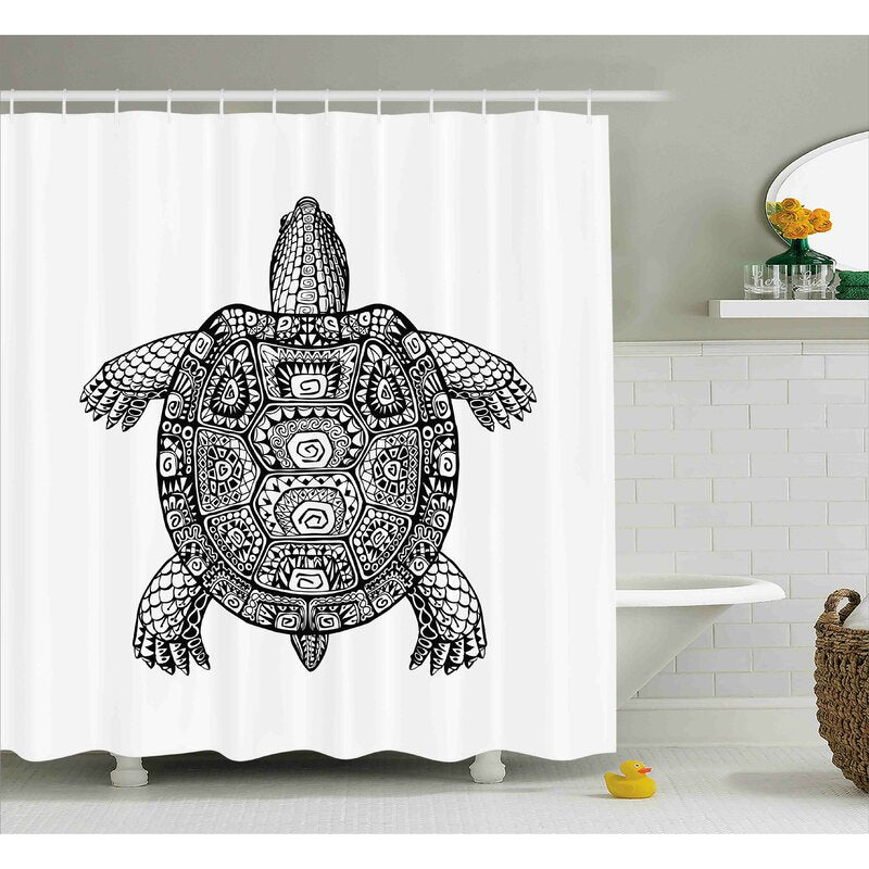 70" H x 69" W Hannam Tribal Art on Tortoise Single Shower Curtain LC554