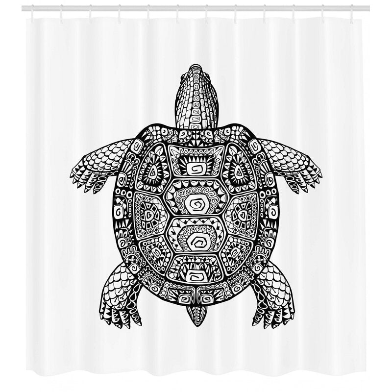 70" H x 69" W Hannam Tribal Art on Tortoise Single Shower Curtain LC554