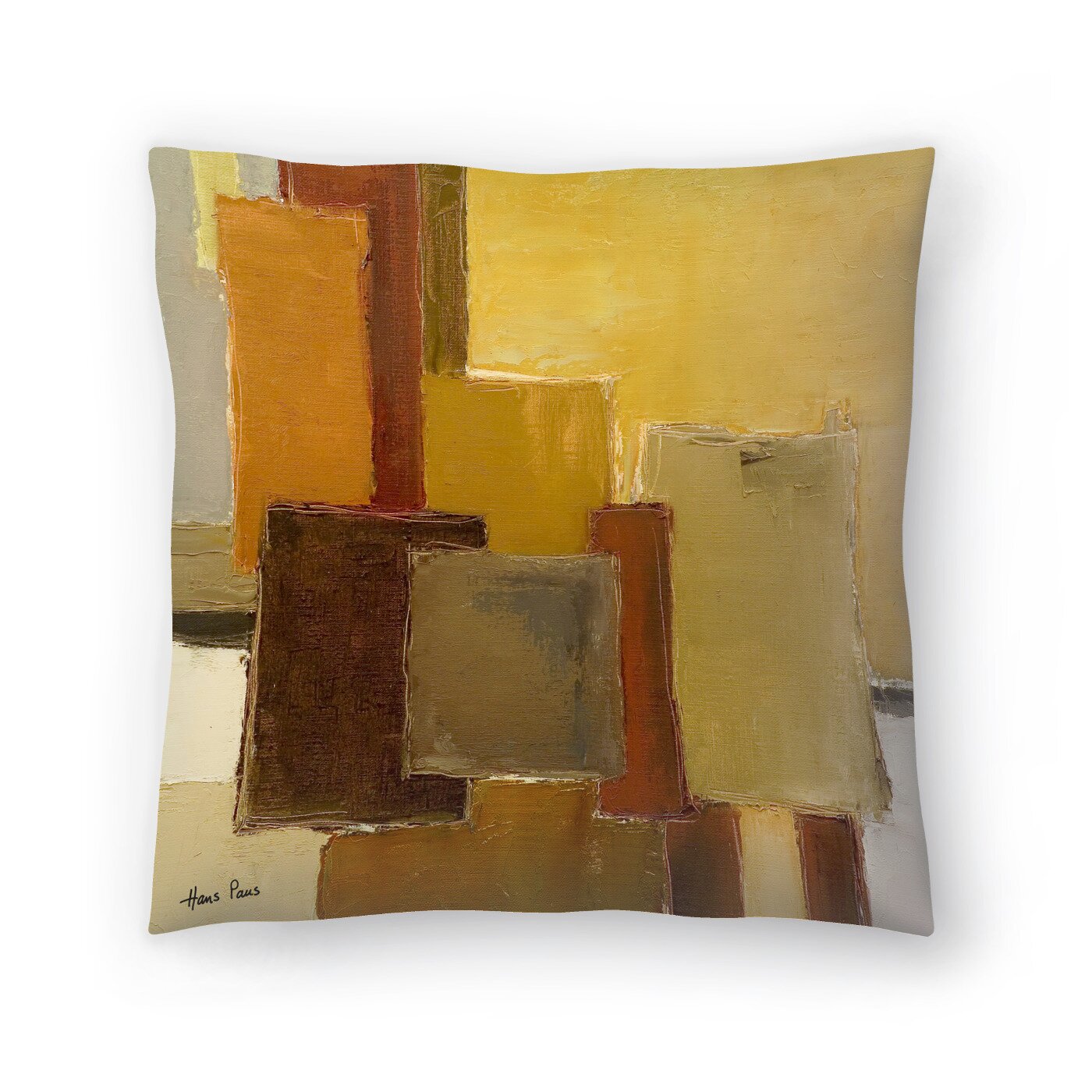 16" H x 16" W x 1.5" D Brown/Yellow Hans Paus Concrescence 4 Throw Pillow SC659