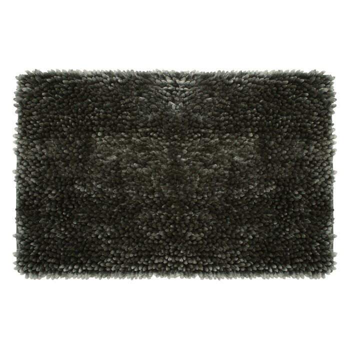 27" W x 45" L Charcoal Haralabos Chenille Rectangle Non-Slip Bath Rug