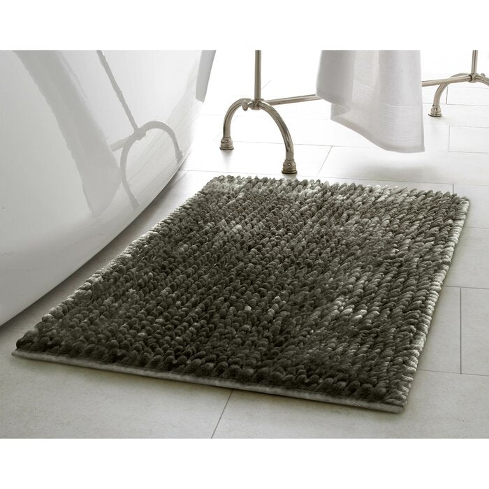 21" W x 34" L Charcoal Haralabos Chenille Rectangle Non-Slip Bath Rug