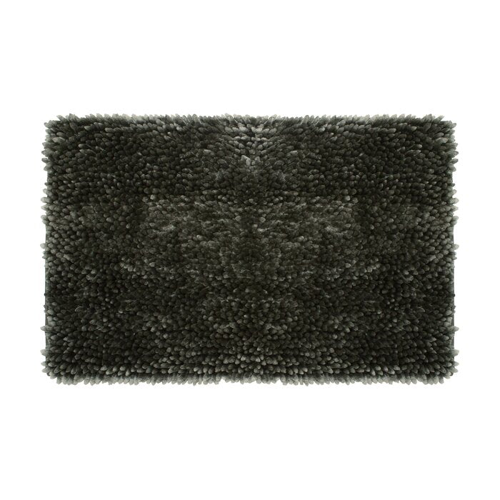 21" W x 34" L Charcoal Haralabos Chenille Rectangle Non-Slip Bath Rug