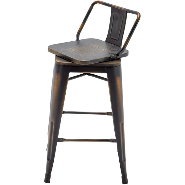 Black-Gold Harbison Swivel Solid Wood Bar Stool (Set of 4)