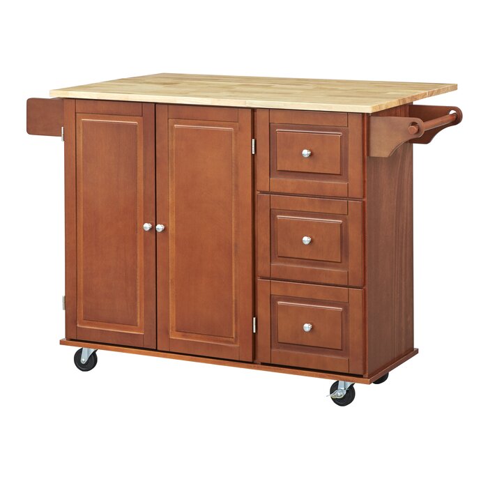 Hardiman 53.75'' Wide Rolling Kitchen Cart with Solid Wood Top