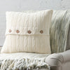Set of 2 Cream Harrietstown Cable-Knit Cotton Throw Pillow 2366