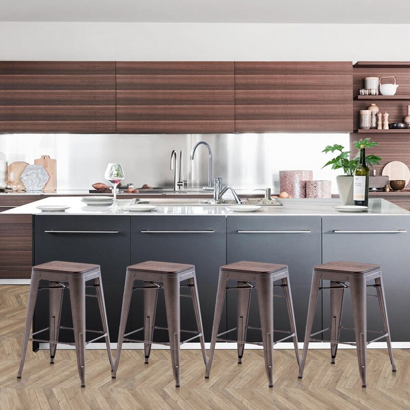Black Hartung Counter and Bar Stool (Set of 4)