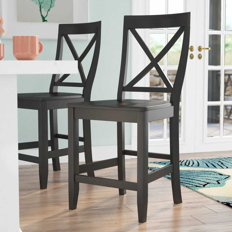Set of 2 - Crosley X-Back 24" Bar Stools, Black (#K4086)