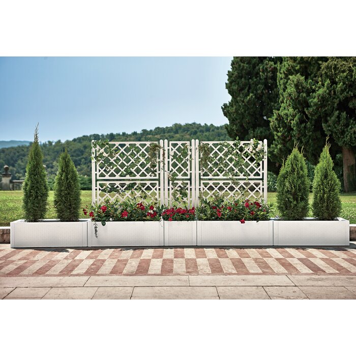 plastic planter and trellis Hassan Self-Watering Plastic Planter Box with Trellis, – Salvage & Co Indy