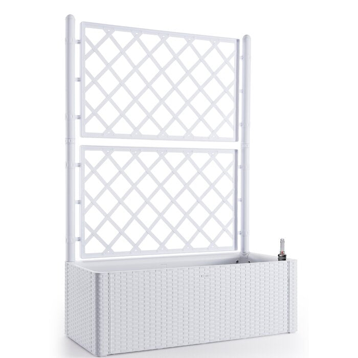 plastic planter trellis Hassan Self-Watering Plastic Planter Box with Trellis, – Salvage & Co Indy