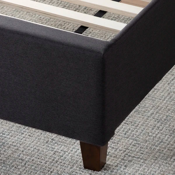 Black Hateya Upholstered Low Profile Platform Bed queen
