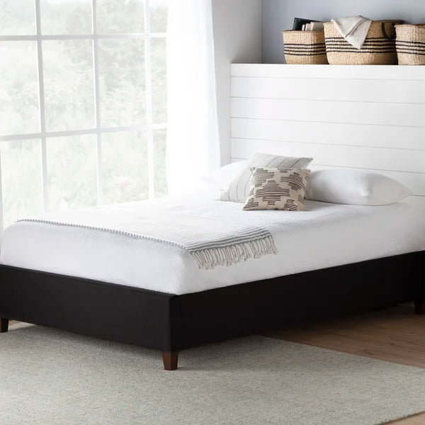 Black Hateya Upholstered Low Profile Platform Bed queen