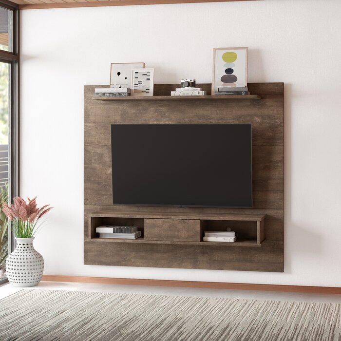 Distressed Brown Hawkinsville Floating Entertainment Center for TVs up to 70"